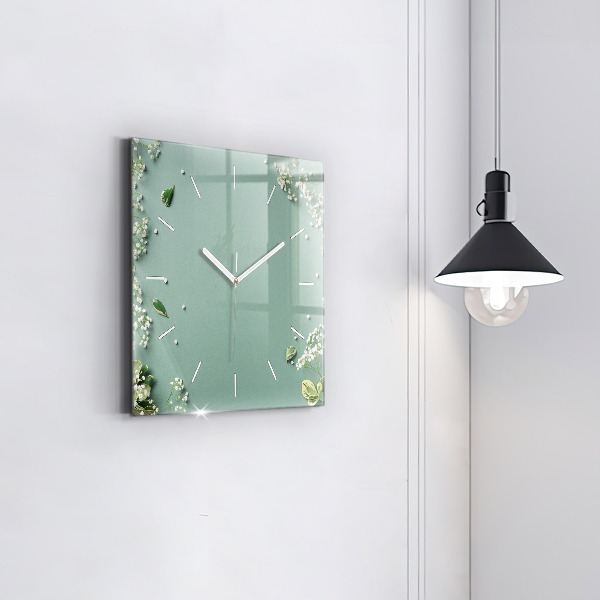 Reloj de pared cuadrado Flores delicadas