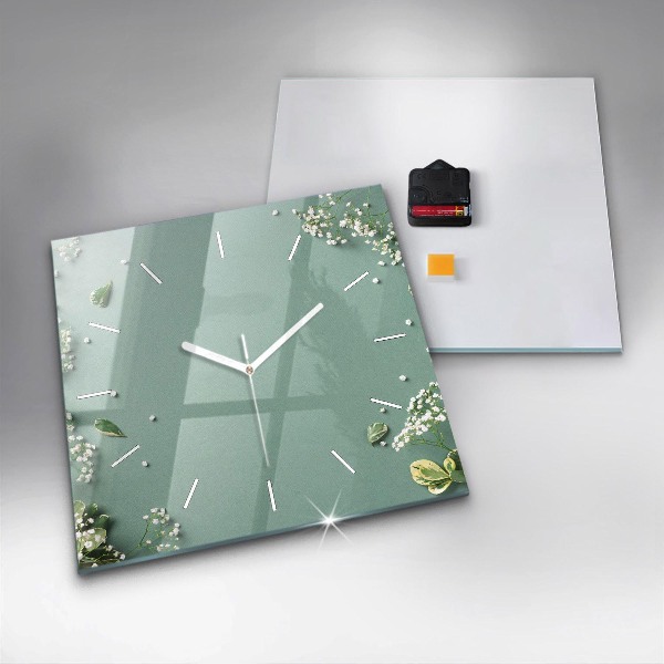 Reloj de pared cuadrado Flores delicadas