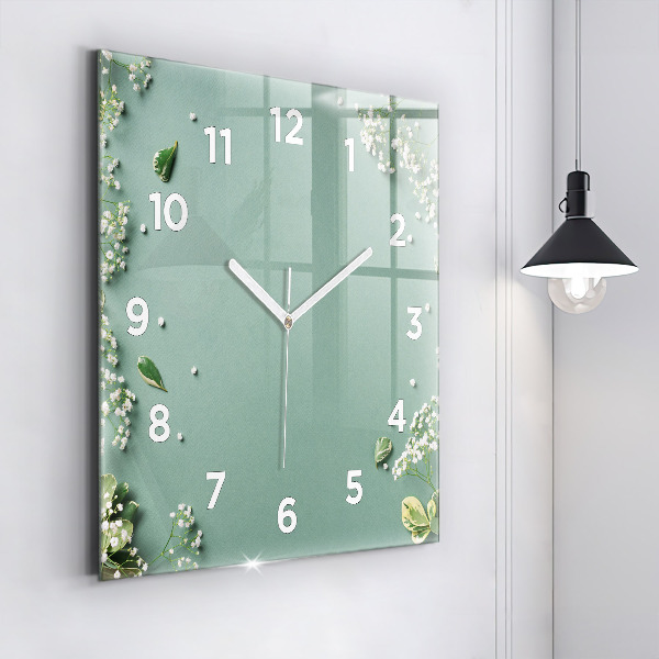 Reloj de pared cuadrado Flores delicadas