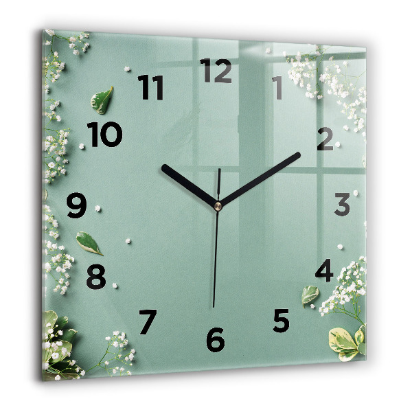 Reloj de pared cuadrado Flores delicadas