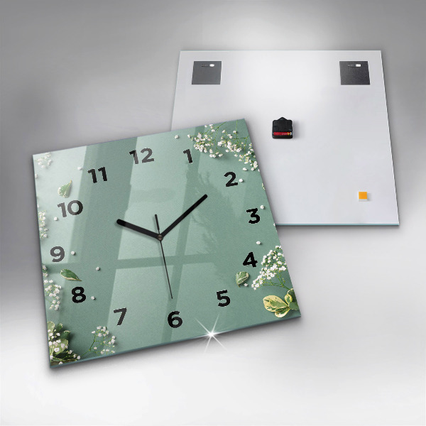 Reloj de pared cuadrado Flores delicadas