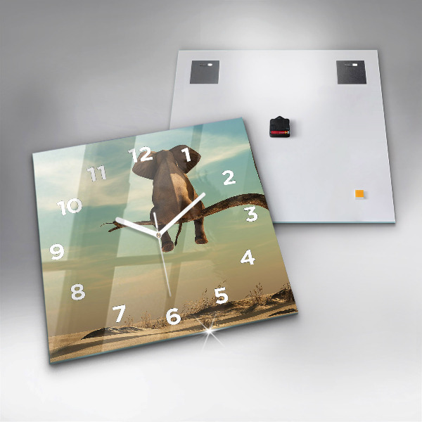 Reloj de pared cuadrado Elefante en un árbol