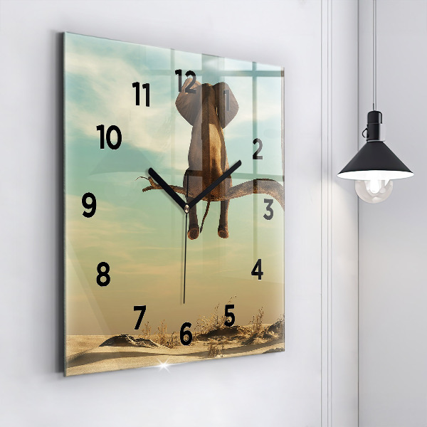 Reloj de pared cuadrado Elefante en un árbol