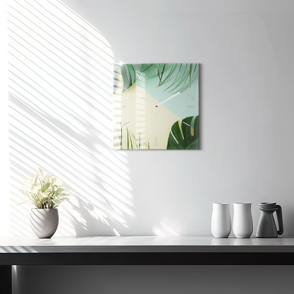 Reloj de pared cuadrado Hojas de Monstera