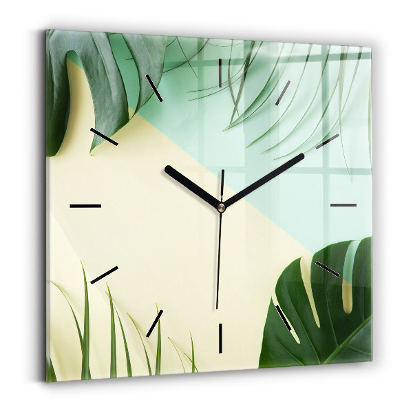 Reloj de pared cuadrado Hojas de Monstera