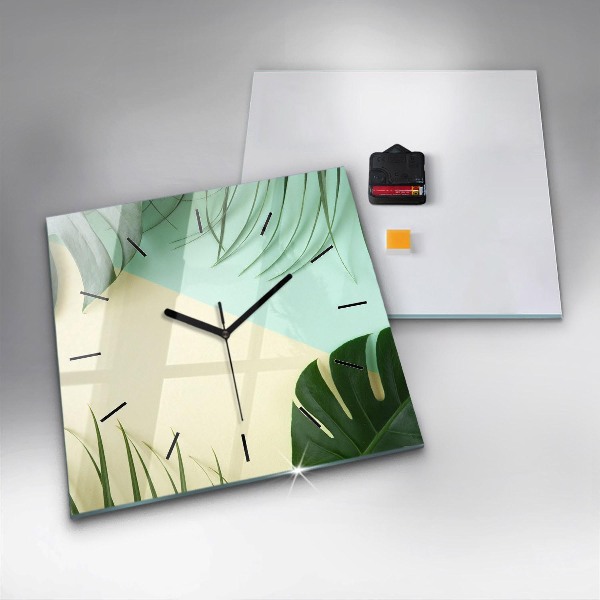 Reloj de pared cuadrado Hojas de Monstera