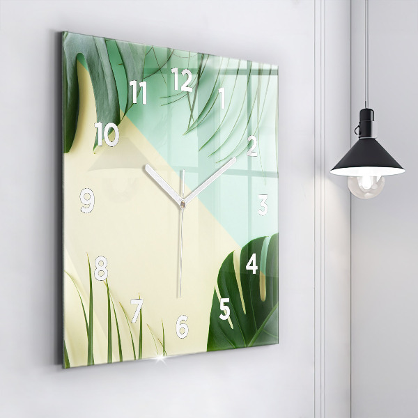 Reloj de pared cuadrado Hojas de Monstera
