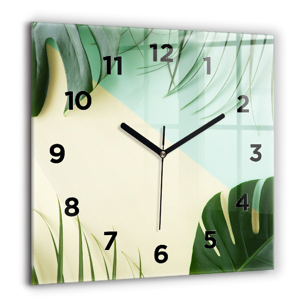 Reloj de pared cuadrado Hojas de Monstera