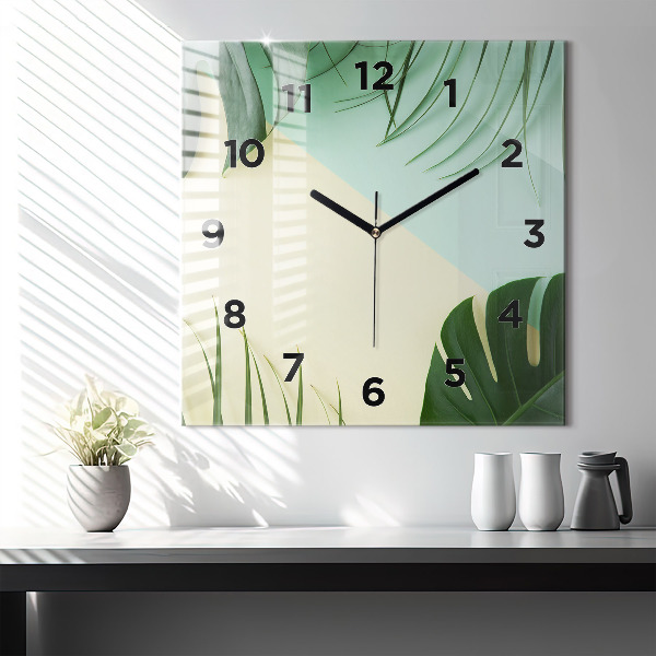 Reloj de pared cuadrado Hojas de Monstera