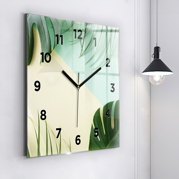 Reloj de pared cuadrado Hojas de Monstera