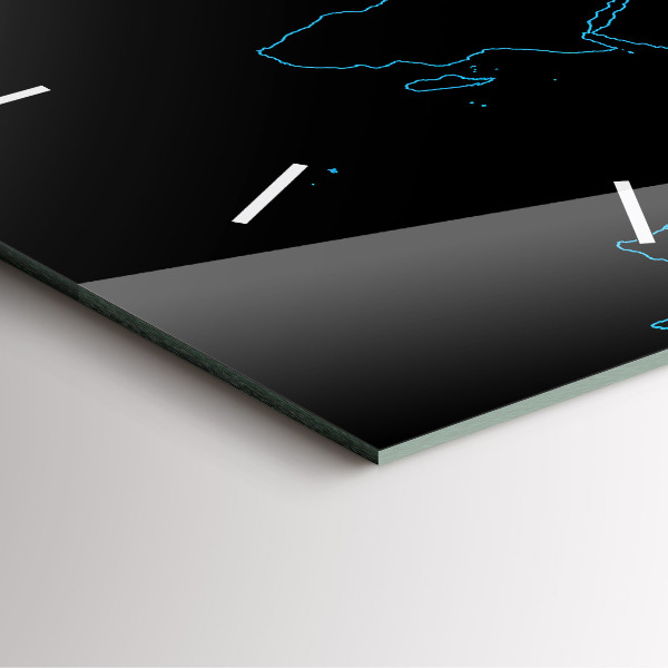 Reloj de pared cuadrado Contornos de un mapamundi