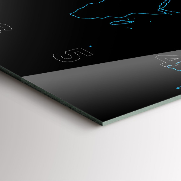 Reloj de pared cuadrado Contornos de un mapamundi