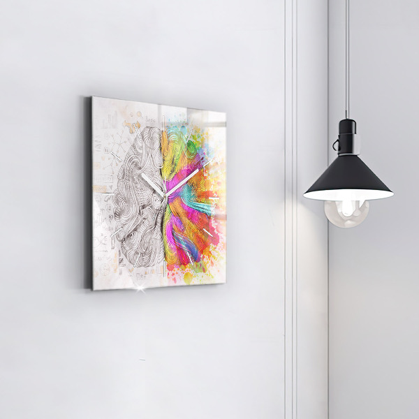 Reloj de pared cuadrado Cerebro abstracto