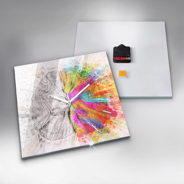 Reloj de pared cuadrado Cerebro abstracto
