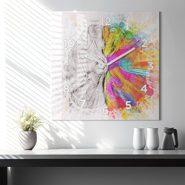 Reloj de pared cuadrado Cerebro abstracto