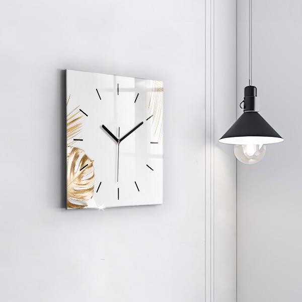 Reloj de pared cuadrado Hojas tropicales