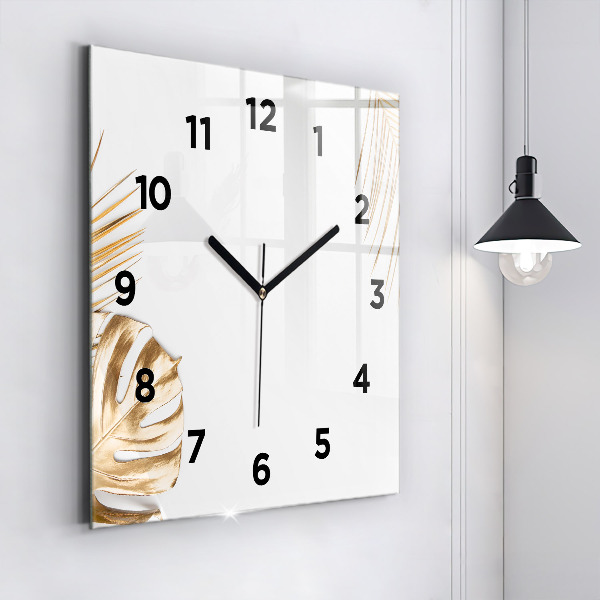 Reloj de pared cuadrado Hojas tropicales