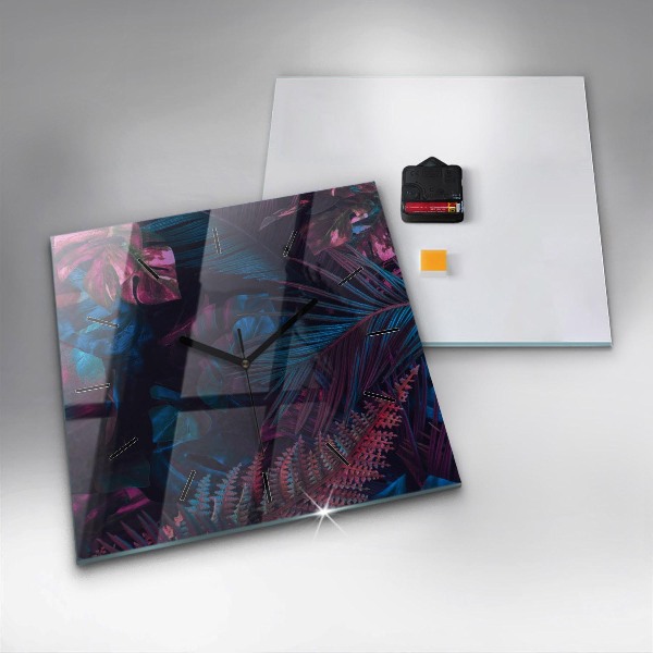 Reloj de pared cuadrado Flores exóticas