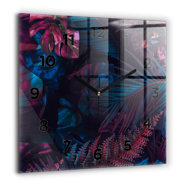 Reloj de pared cuadrado Flores exóticas