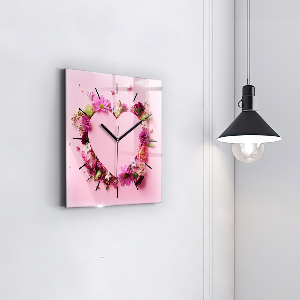 Reloj cuadrado Corazón de flores