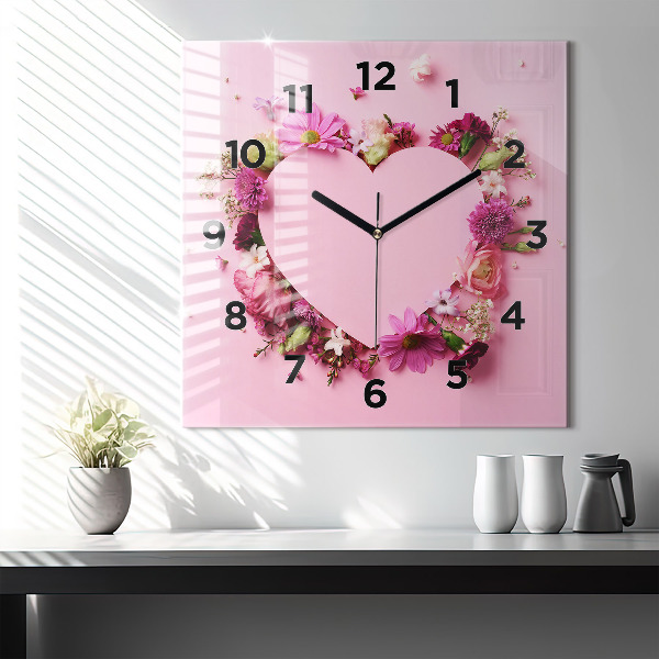 Reloj cuadrado Corazón de flores