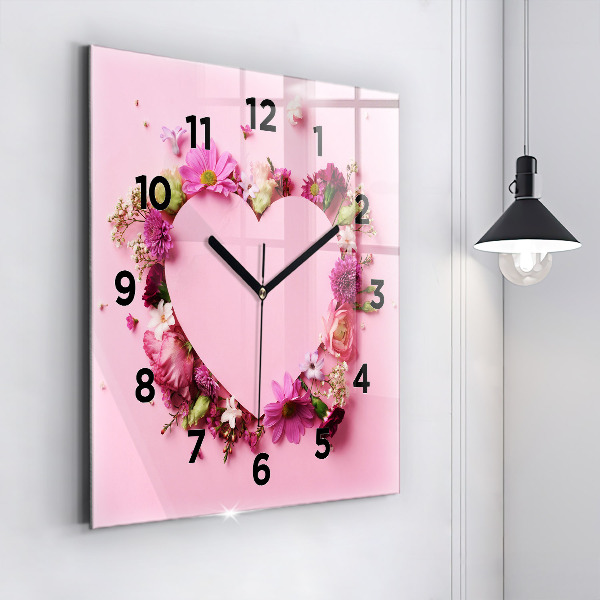 Reloj cuadrado Corazón de flores
