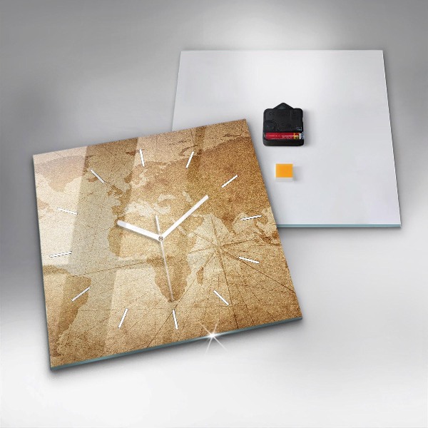 Reloj cuadrado Mapamundi vintage