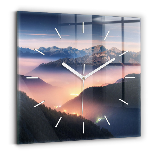 Reloj de pared cuadrado Paisaje de cumbres