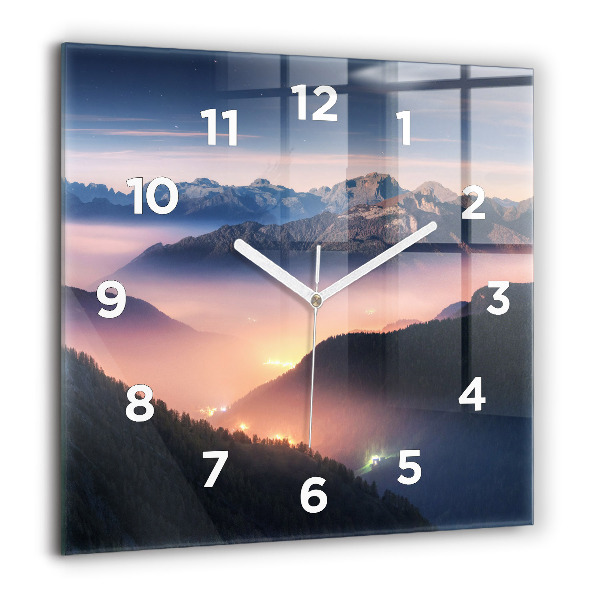 Reloj de pared cuadrado Paisaje de cumbres