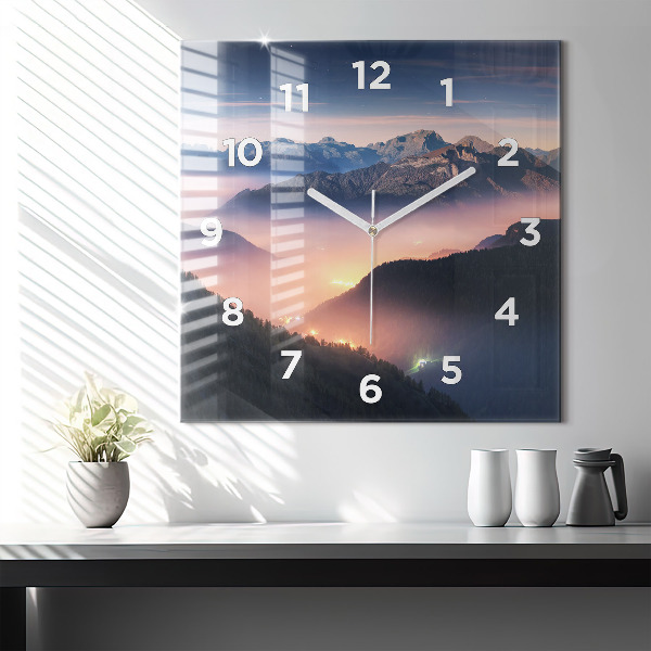 Reloj de pared cuadrado Paisaje de cumbres