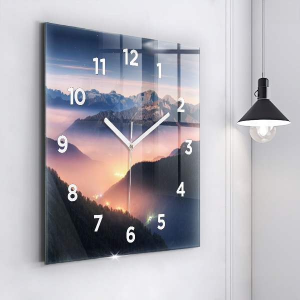 Reloj de pared cuadrado Paisaje de cumbres
