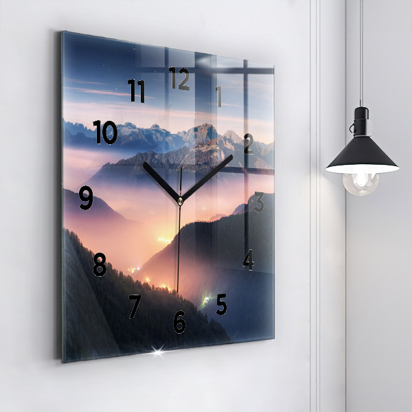 Reloj de pared cuadrado Paisaje de cumbres