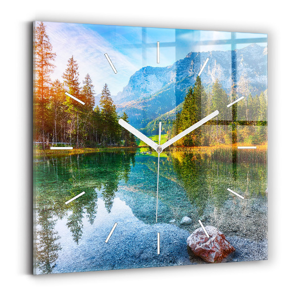Reloj de pared cuadrado Río montañas Paisaje