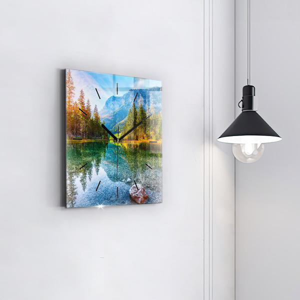 Reloj de pared cuadrado Río montañas Paisaje