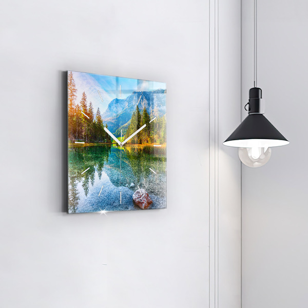 Reloj de pared cuadrado Río montañas Paisaje