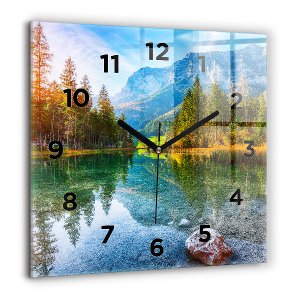Reloj de pared cuadrado Río montañas Paisaje