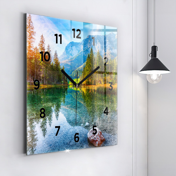 Reloj de pared cuadrado Río montañas Paisaje