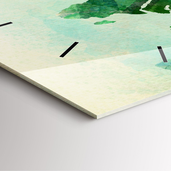 Reloj cuadrado Mapa del mundo en acuarela