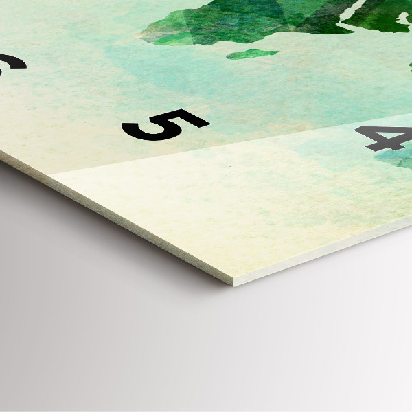 Reloj cuadrado Mapa del mundo en acuarela