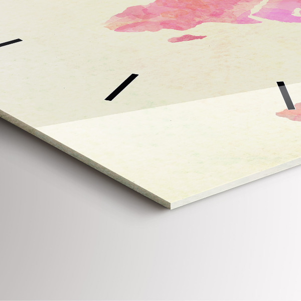 Reloj de pared cuadrado Mapamundi en acuarela