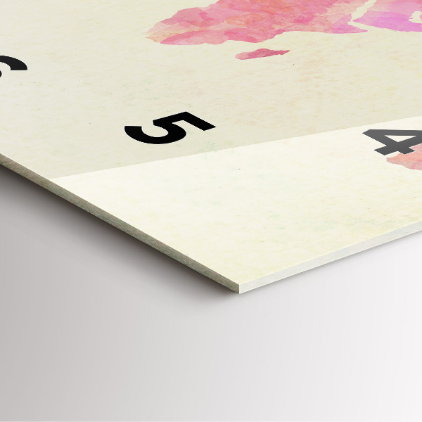 Reloj de pared cuadrado Mapamundi en acuarela