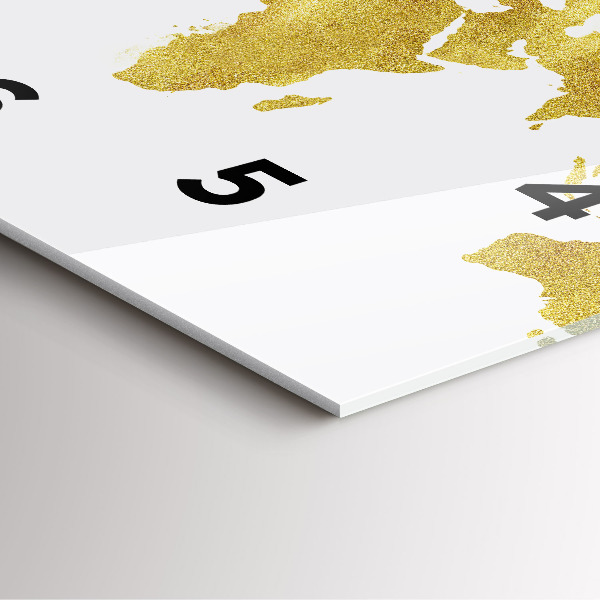 Reloj de pared cuadrado Mapamundi dorado