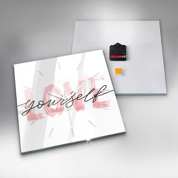 Reloj de pared cuadrado Inscripción ámate a ti mismo