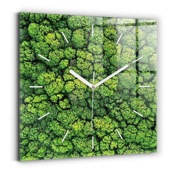 Reloj de pared cuadrado Bosque a vista de pájaro