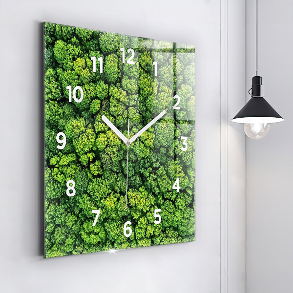 Reloj de pared cuadrado Bosque a vista de pájaro