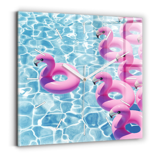 Reloj de pared cuadrado Flamencos hinchables