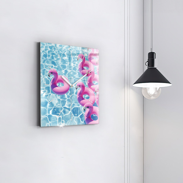 Reloj de pared cuadrado Flamencos hinchables