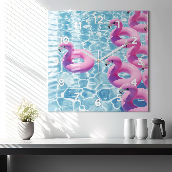 Reloj de pared cuadrado Flamencos hinchables