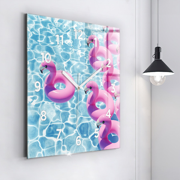 Reloj de pared cuadrado Flamencos hinchables