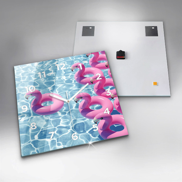 Reloj de pared cuadrado Flamencos hinchables